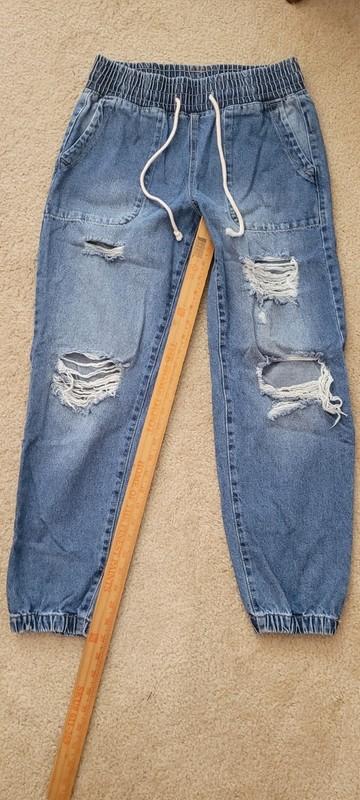Celebrity Pink Jeans Womens S Blue Distressed Elastic Waist Pull On Denim Jogger