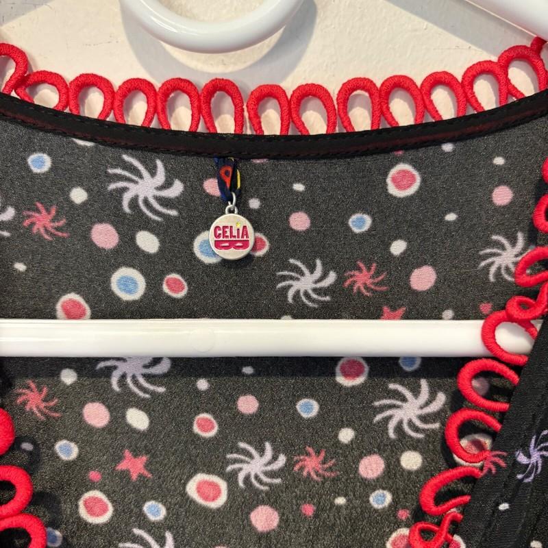 Celia B LuLu Floral Dot Dress Peasant Cottage Ruffle Midi Size Small Multicolor