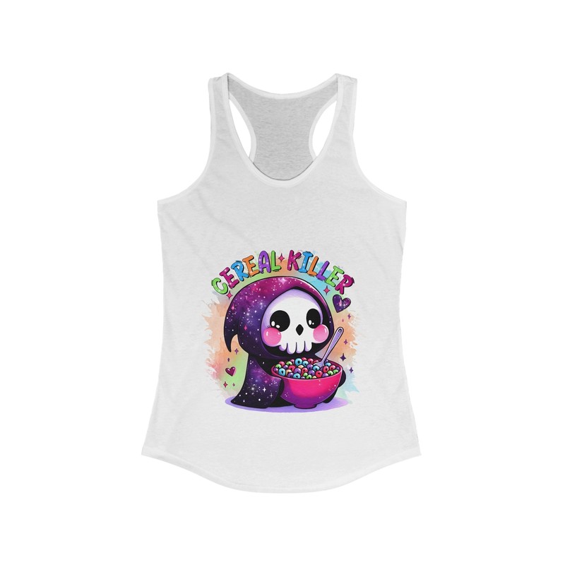 cereal killer grim reaper funny Women's Ideal Racerback Tank