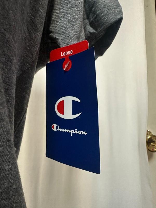 Champion Womens Large Gray V-Neck T-Shirt Tee
