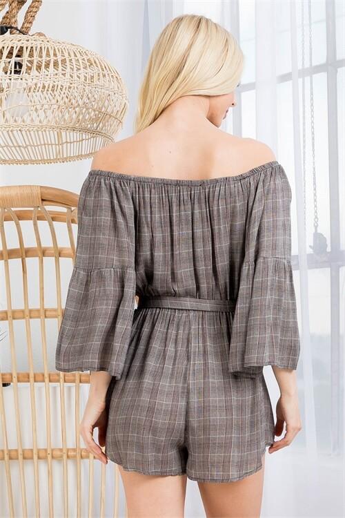 Charcoal Cold Shoulder Bell Sleeve Romper Size Small Long Sleeve Summer Travel
