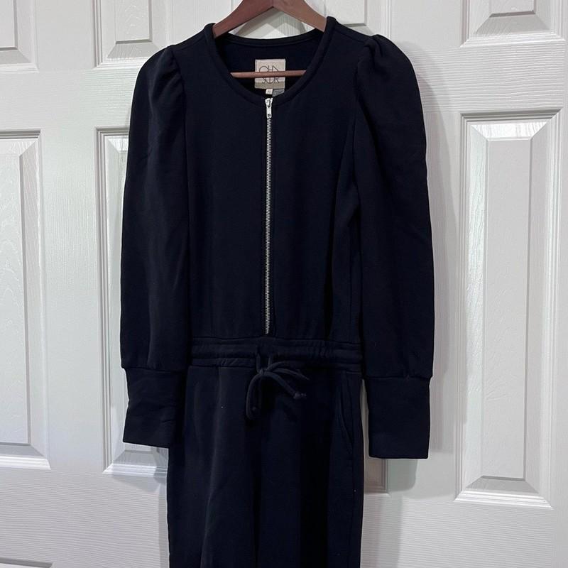 Chaser Puff Sleeve Zip Up Drawstring Sweatsuit Jogger Jumpsuit Women's Size M