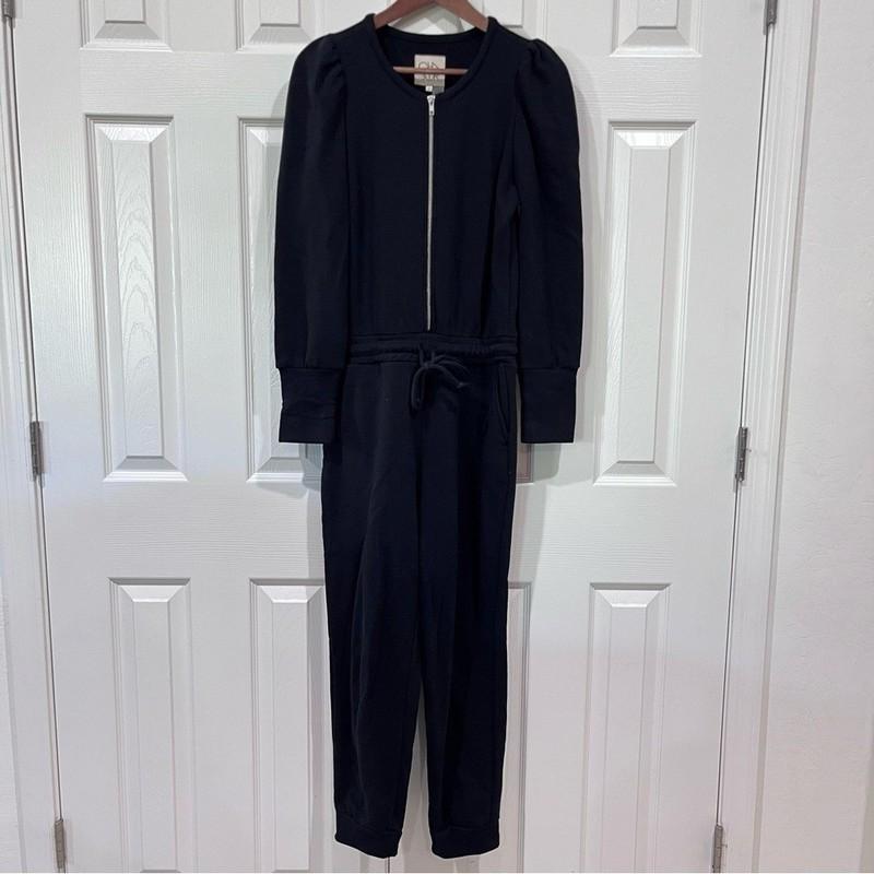 Chaser Puff Sleeve Zip Up Drawstring Sweatsuit Jogger Jumpsuit Women's Size M