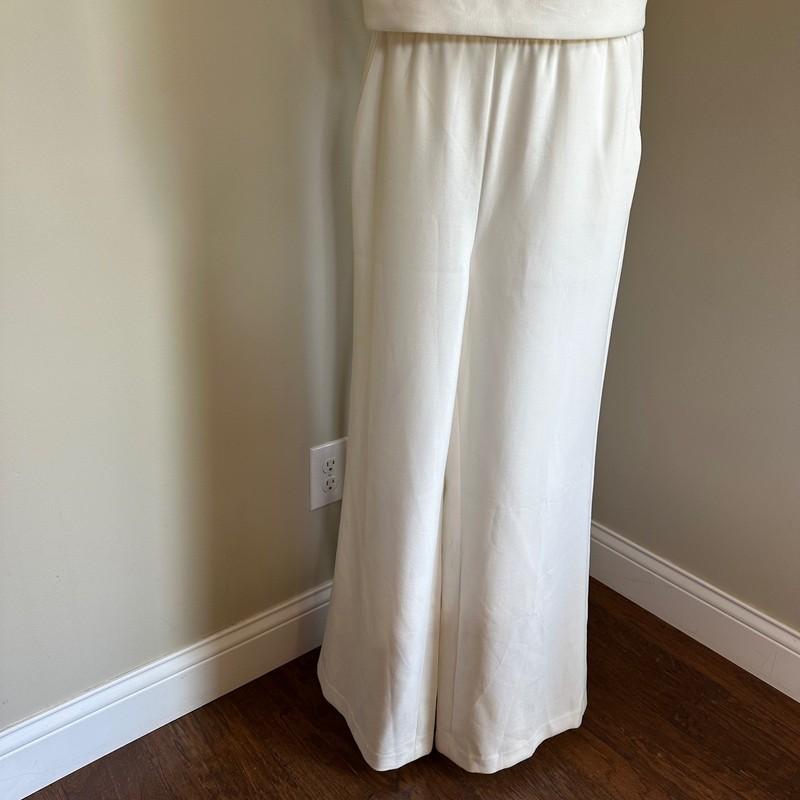 Chico's Black Label Sleeveless Jumpsuit Wide Leg Ivory Elegant Outfit 2 10 12