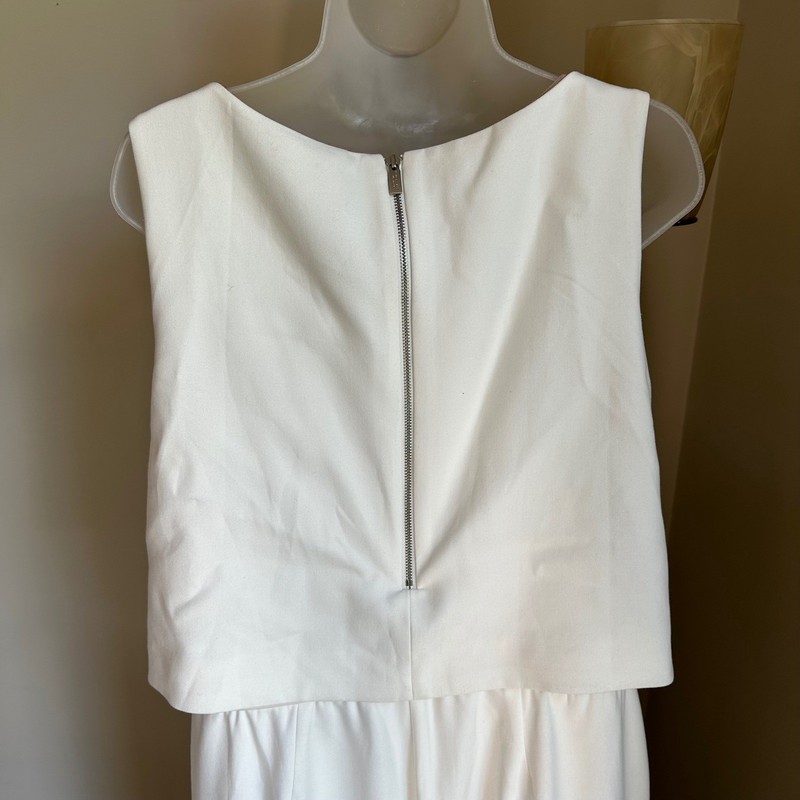 Chico's Black Label Sleeveless Jumpsuit Wide Leg Ivory Elegant Outfit 2 10 12