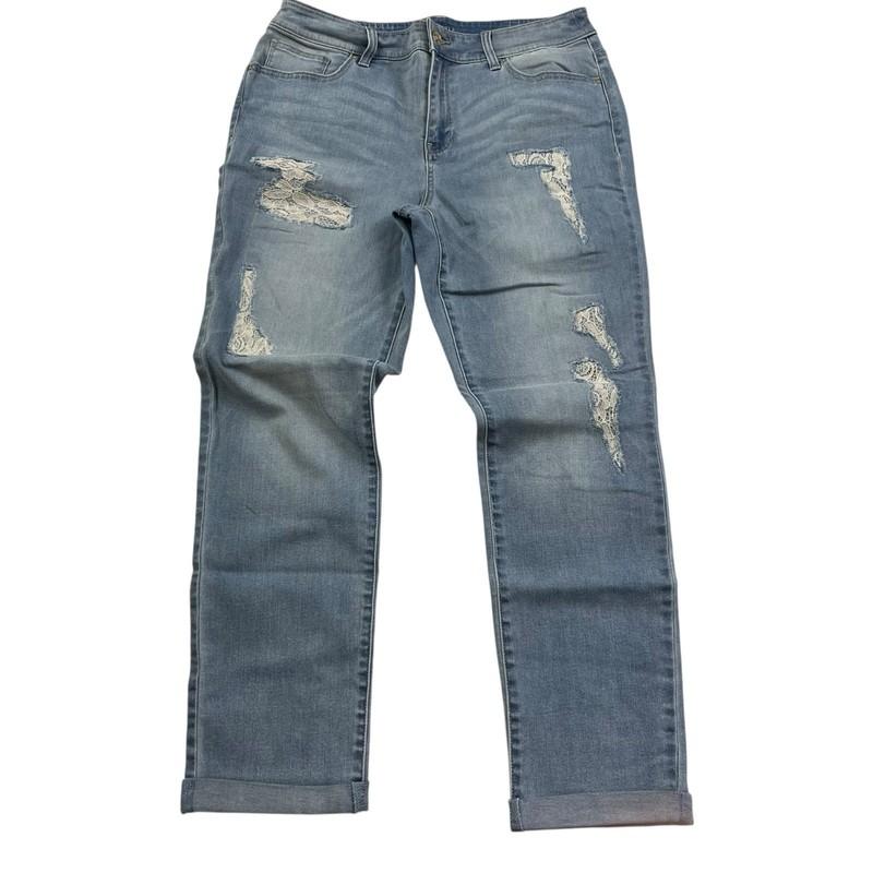 Chico's Platinum Ankle Distressed Jeans Women's Size 1(8)