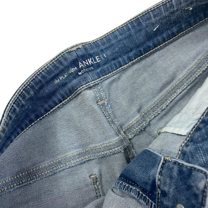 Chico's Platinum Ankle Distressed Jeans Women's Size 1(8)