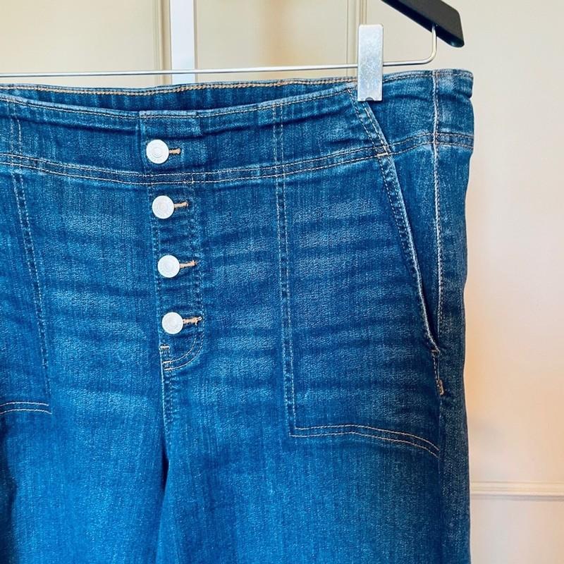 Chico's Pull On Wide Leg Capri 14 NWOT 2.5 Cropped Elastic Waist High Rise