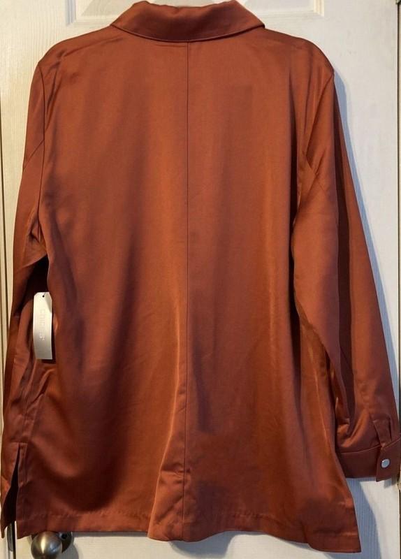 Chico's SATIN EXPLOPER JACKET Size 3 XL 16 18 Desert Red Rust Full Zip NWT $139