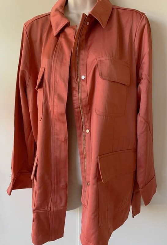 Chico's SATIN EXPLOPER JACKET Size 3 XL 16 18 Desert Red Rust Full Zip NWT $139