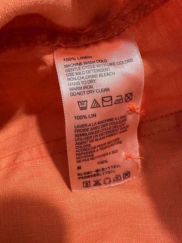CHICO'S Shirt Size 1 Womens M Solid Coral 100% Linen Beach Coastal Minimalist