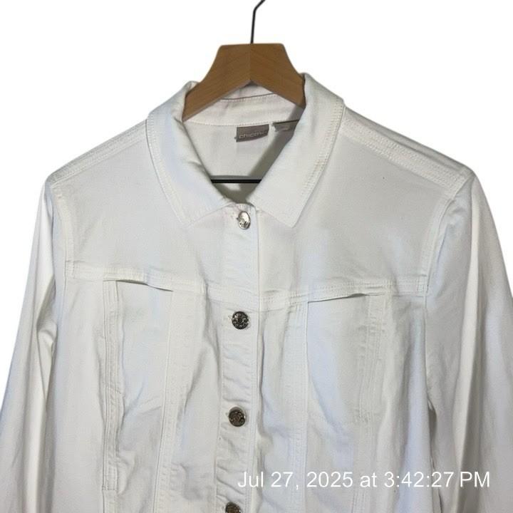 Chico’s Size 2 US 12/L Women's Jacket Denim White Button Closure