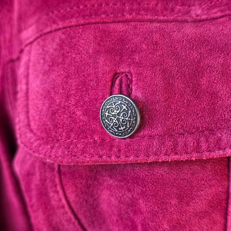 Chico's VTG Womens Berry Red Suede Leather Jacket Western Coat Sz 1 Small