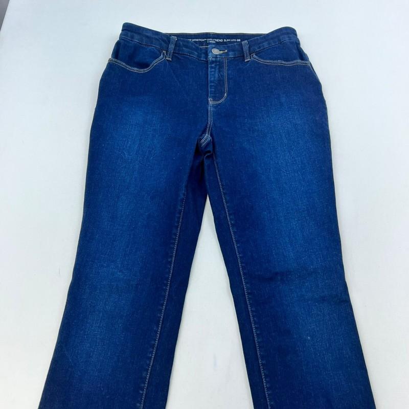 Chico’s Women’s Girlfriend Slim Leg Jeans Mid Rise Dark Wash Size 0R