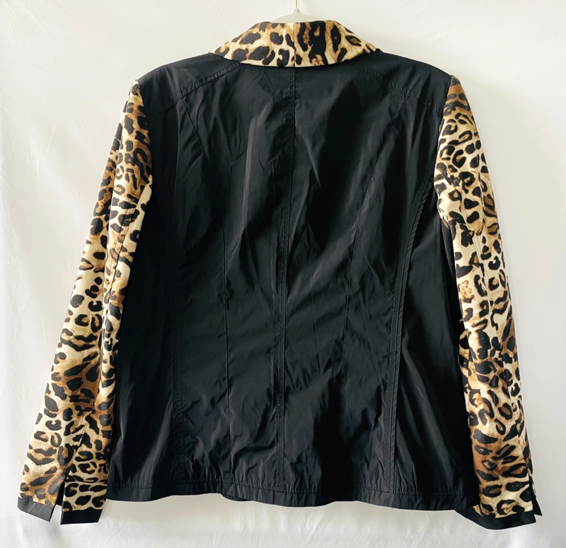 Chico's Womens Brown Black Multicolor Leopard Print Blazer Jacket Size 2 US L