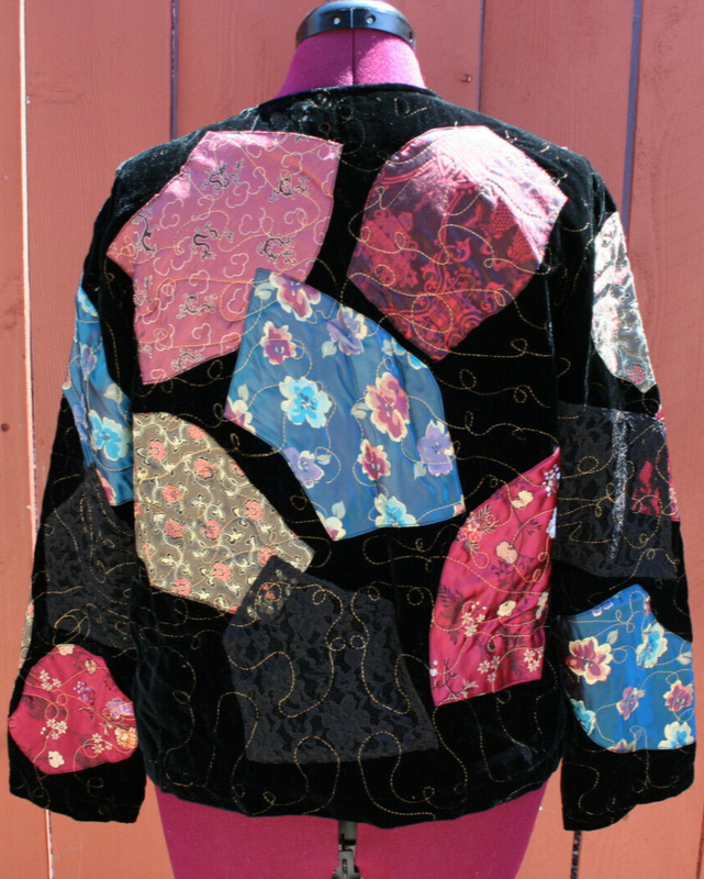 Chicos Embroidered Jacket Size 1 Floral Asian Rayon Silk