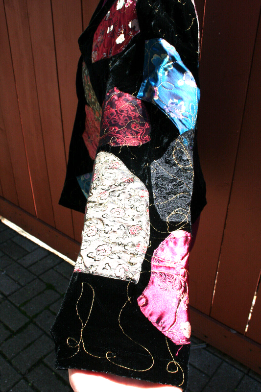 Chicos Embroidered Jacket Size 1 Floral Asian Rayon Silk