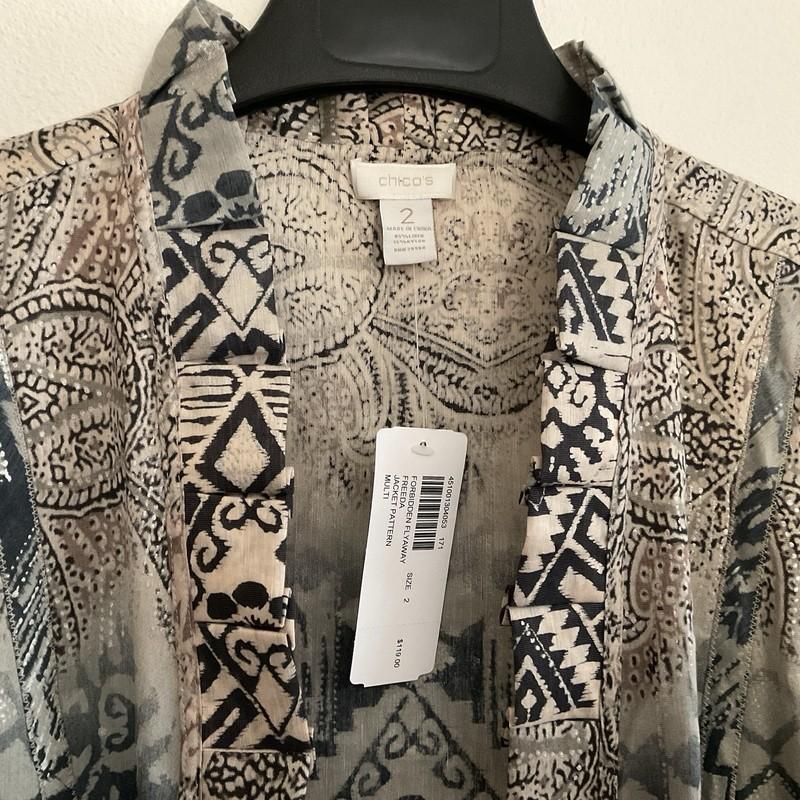 Chicos Women Blaze Jacket Linen Blend Size 2 Open Front New