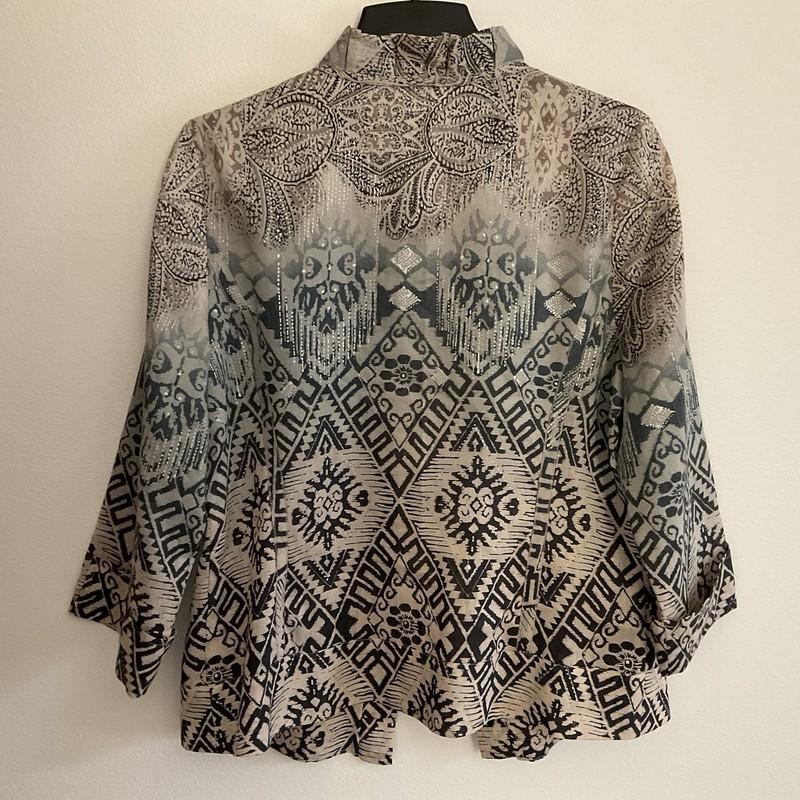 Chicos Women Blaze Jacket Linen Blend Size 2 Open Front New