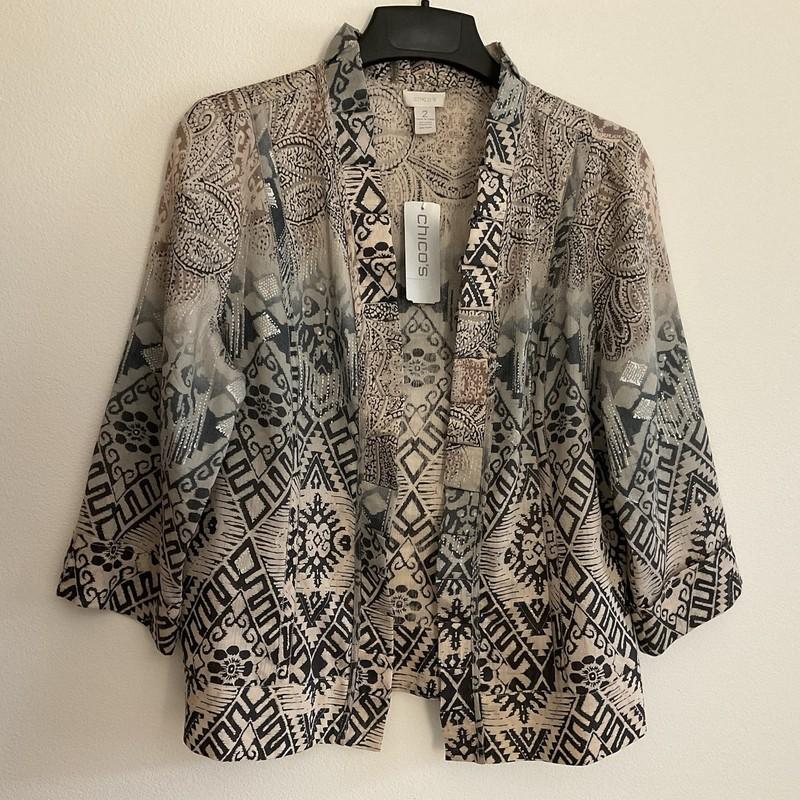 Chicos Women Blaze Jacket Linen Blend Size 2 Open Front New