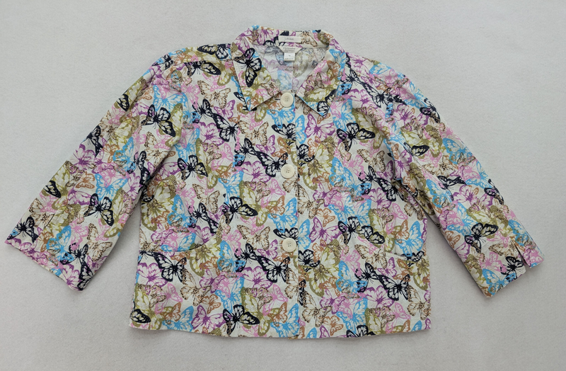 Christopher & Banks Women's Jacket Size M Butterfly Print Lightweight Cotton