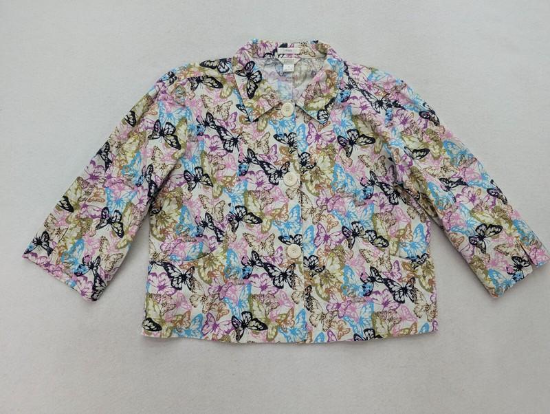 Christopher & Banks Women's Jacket Size M Butterfly Print Lightweight Cotton