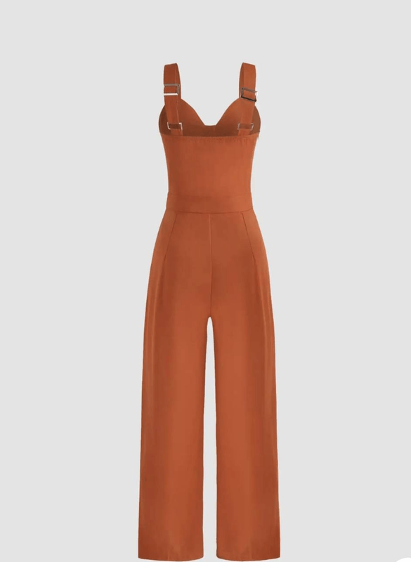 Cider Solid Pumpkin Spice Retro Jumpsuit With Pockets NWT Sml