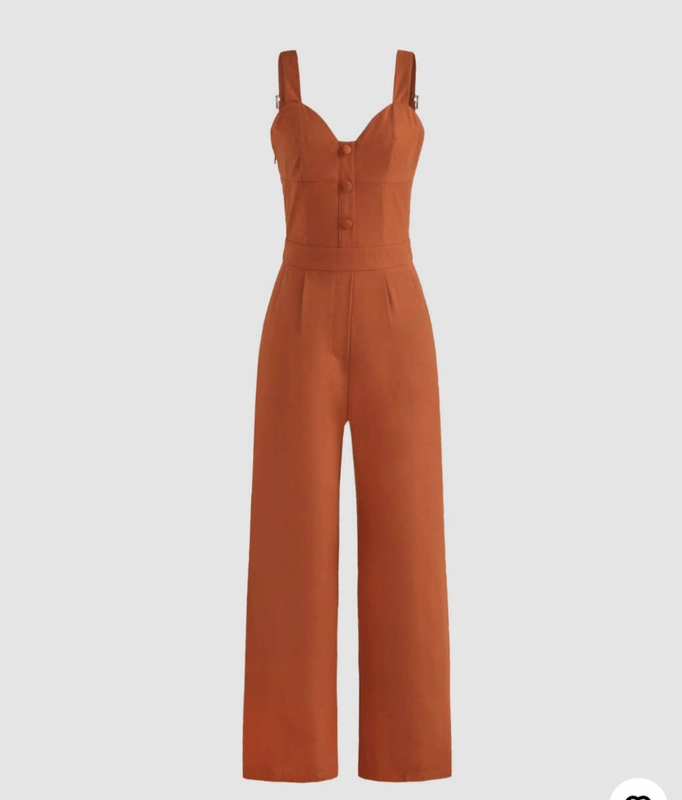Cider Solid Pumpkin Spice Retro Jumpsuit with Pockets NWT Sml