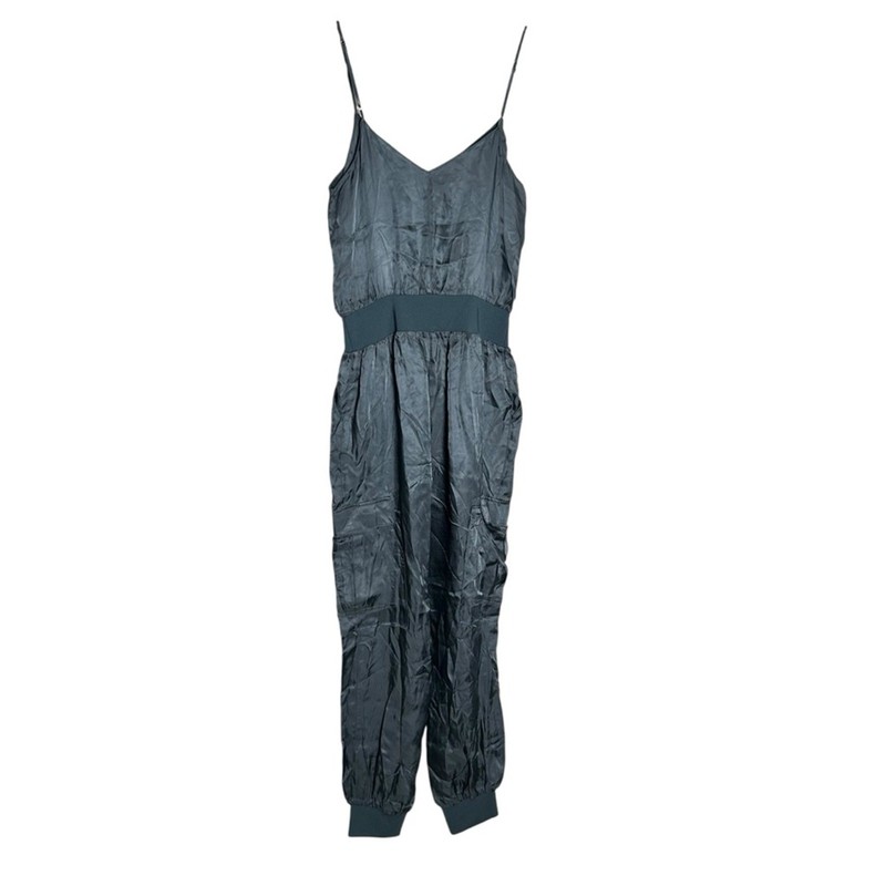 Cinq A Sept Twill Amia Jumpsuit Sleeveless Full Pant V Neck Blue Size Medium