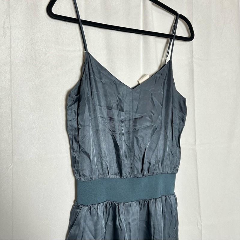 Cinq A Sept Twill Amia Jumpsuit Sleeveless Full Pant V Neck Blue Size Medium