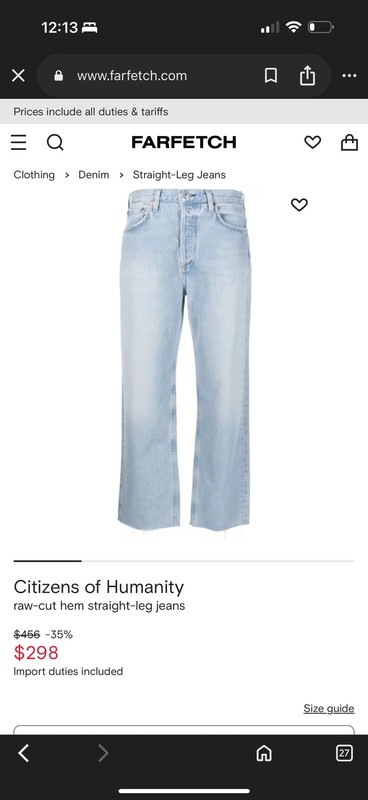 Citizens Of Humanity Olivia High Rise Slim Ankle Jeans Size 26