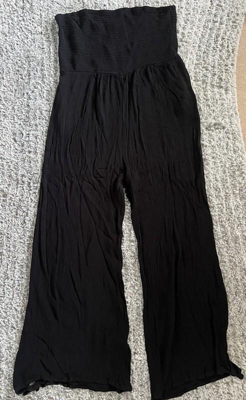 City Chic Halter Wide Leg Jumpsuit Women's 18 Black Textured Pull On