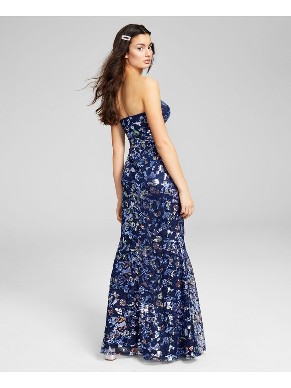 CITY STUDIO Womens Sleeveless Strapless Full-Length Formal Gown Dress