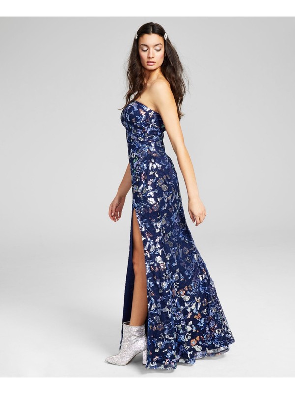 CITY STUDIO Womens Sleeveless Strapless Full-Length Formal Gown Dress