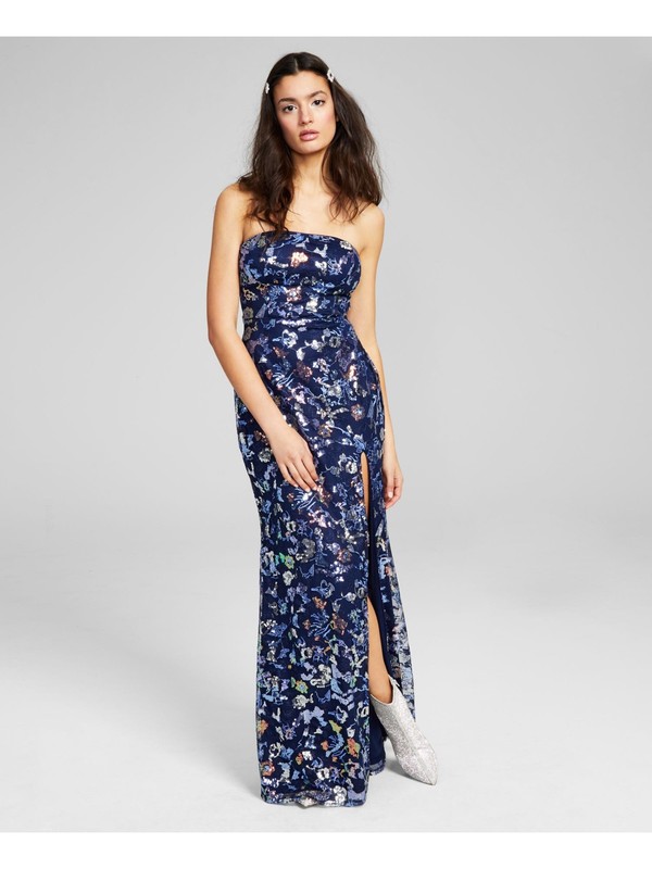 CITY STUDIO Womens Sleeveless Strapless Full-Length Formal Gown Dress