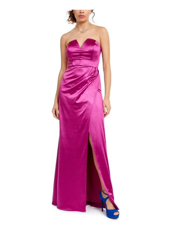 CITY STUDIO Womens Slit Sleeveless Full-Length Prom Fit + Flare Dress