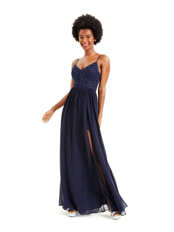 CITY STUDIO Womens Spaghetti Strap Full-Length Evening Empire Waist Dress