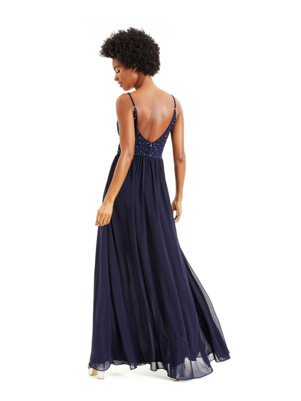 CITY STUDIO Womens Spaghetti Strap Full-Length Evening Empire Waist Dress