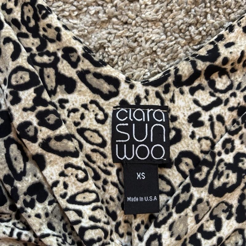 Clara Sun Woo Signature 3/4 Sleeve Jumpsuit Cheetah Leopard Size XS Made in USA