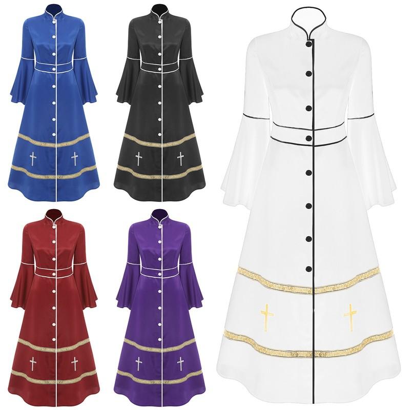 Clergy Dress For Women Flared Sleeve Church Choir Robe Minister Liturgical Robes