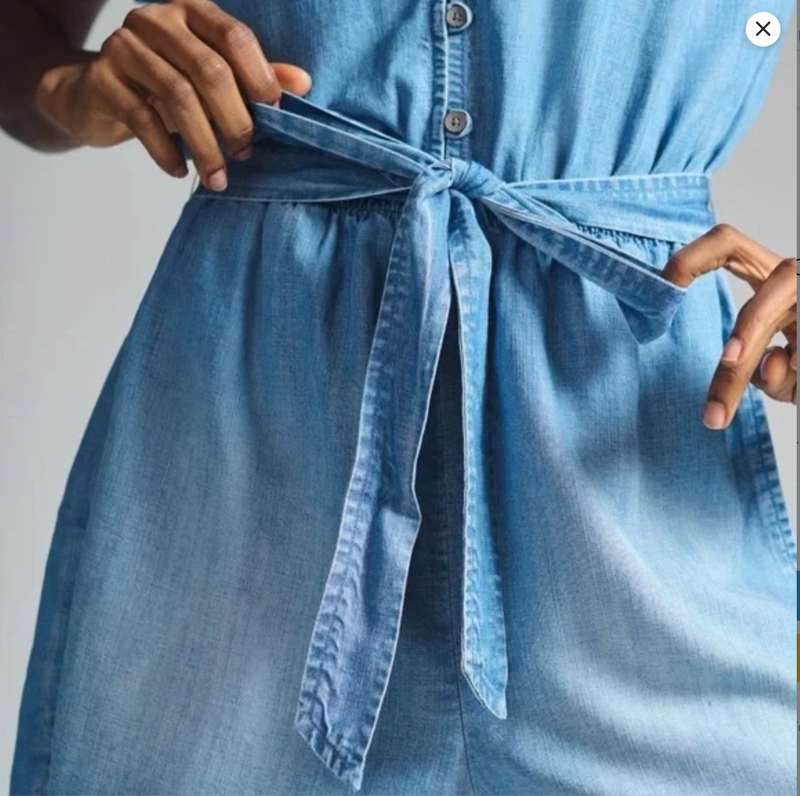 Cloth & Stone Anthropologie Denim Utility Romper Size M