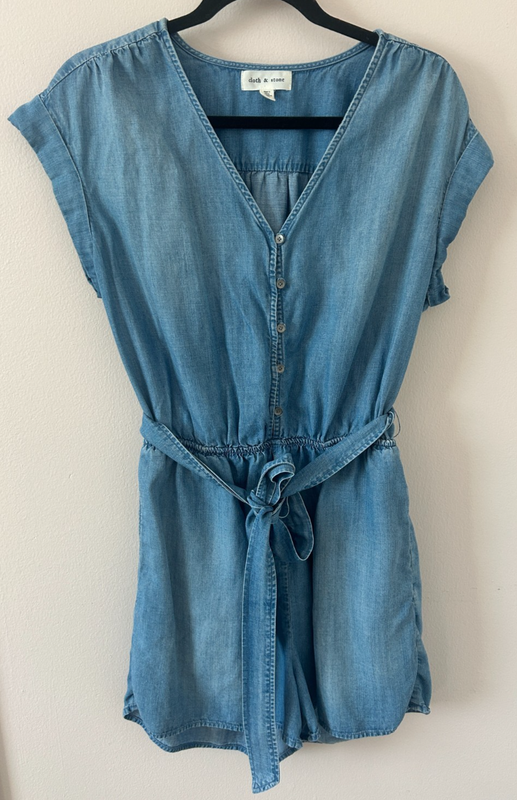 Cloth & Stone Anthropologie Denim Utility Romper Size M