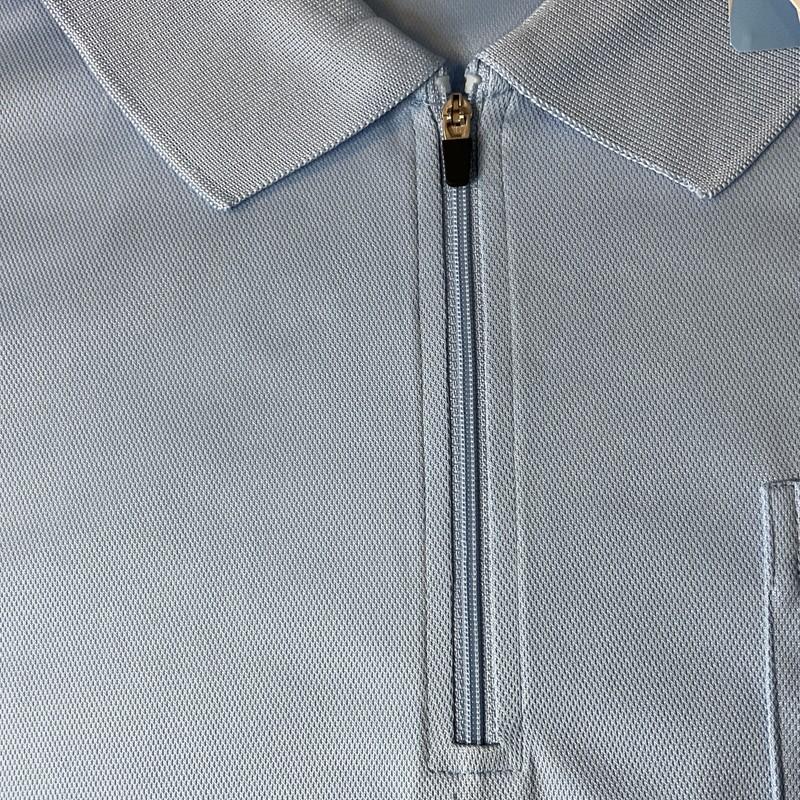 CLOVERY Women's Sportwear Polo Shirt Zip-Up Pocket Short Sleeve 2XL Sky Blue