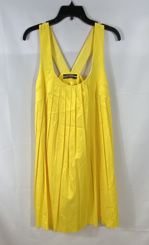 Club Monaco Womens Yellow Pleated Sleeveless Spring Midi Dress Light Size 10 New