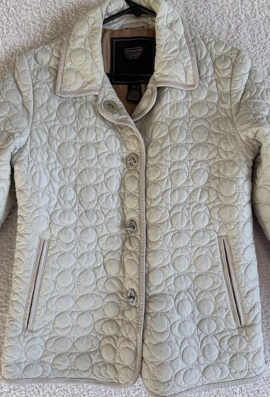 Coach Leatherware Quilted Jacket Lightweight Snap Coat Size XS Light Beige