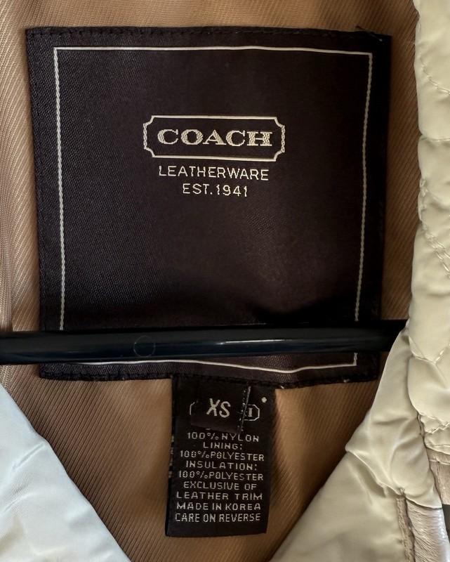 Coach Leatherware Quilted Jacket Lightweight Snap Coat Size XS Light Beige