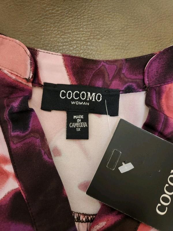 Cocomo Pink Floral Print Short Sleeve Top. NWT. 1X