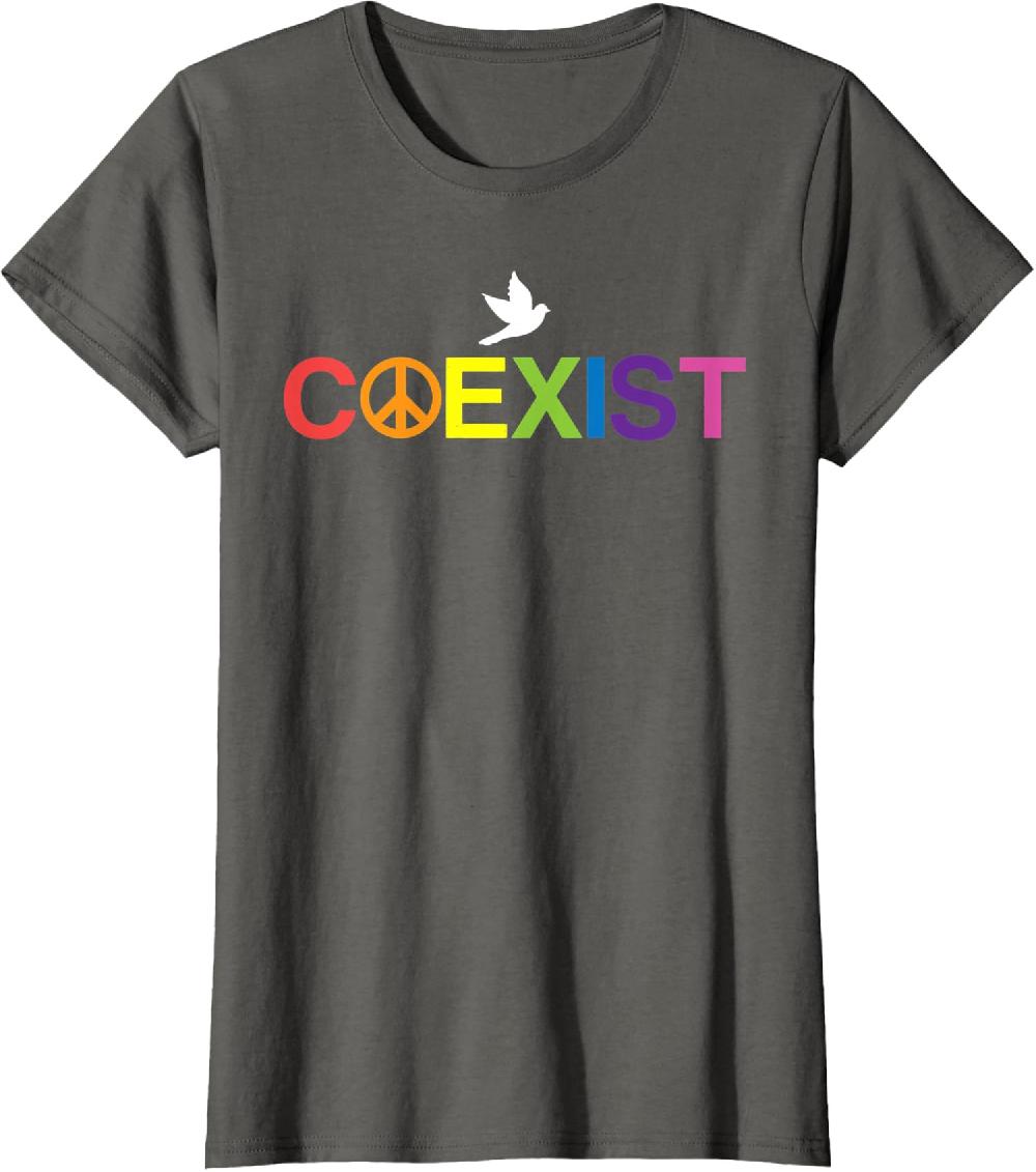 Coexist Equality Dove Freedom LGBT Pride Rainbow Ladies' Crewneck T-Shirt
