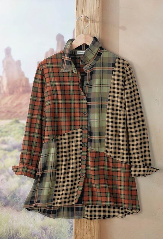 Coldwater Creek Women’s Mix And Matched Plaid Tunic Color Spice Multi