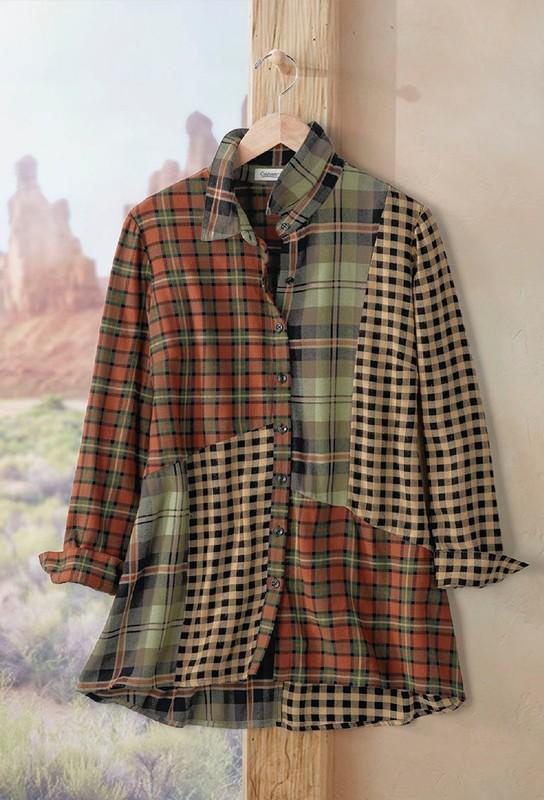 Coldwater Creek Women’s Mix and Matched Plaid Tunic Color Spice Multi